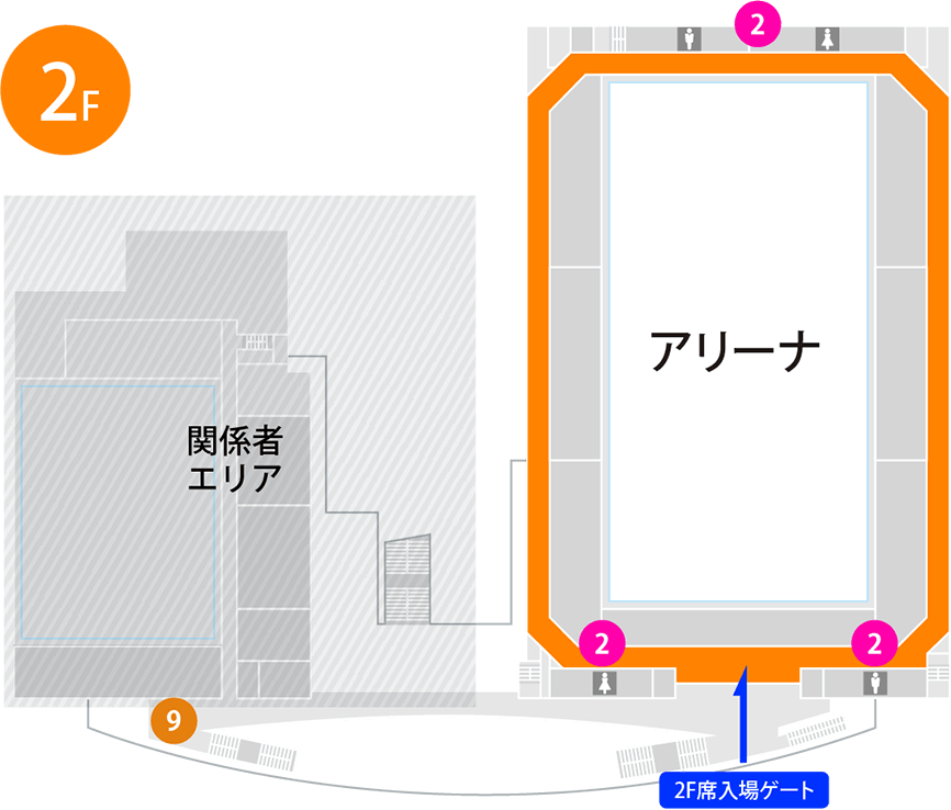 セーレン・ドリームアリーナ(福井県営体育館) 館内 2F