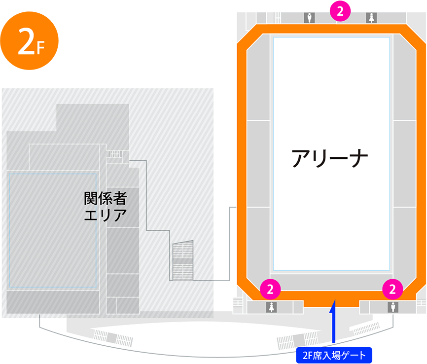 セーレン・ドリームアリーナ(福井県営体育館) 館内 2F