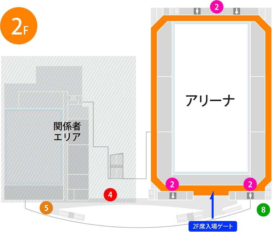 セーレン・ドリームアリーナ(福井県営体育館) 館内 2F